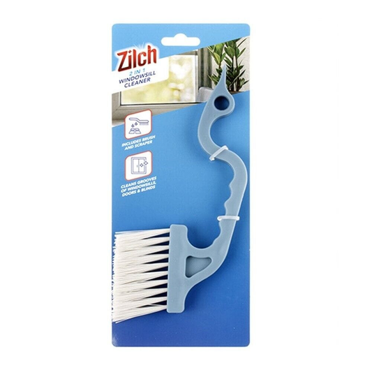 Zilch Cleaning brushes Blue Door Window Groove Track Cleaning Brush Sill Gap Dust Cleaner Scraper