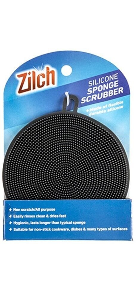 Zilch Cleaning brushes Dishwashing Scrubber Silicone Sponge Washing Cleaning Kitchen Round Black 10.5cm