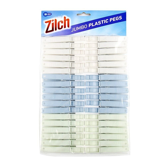 Zilch Clothing Pegs 36pcs Jumbo Clothes Pegs Laundry Hanging Pins Clips Clamps Cloths Plastic Large