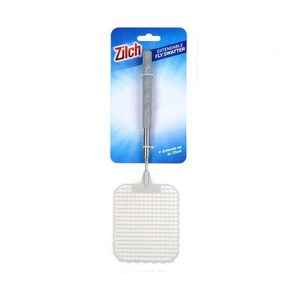 Zilch Fly Swatter Grey Plastic Mosquito Fly Swatter Handle Extendable Insect Swat Killer Bug Catcher