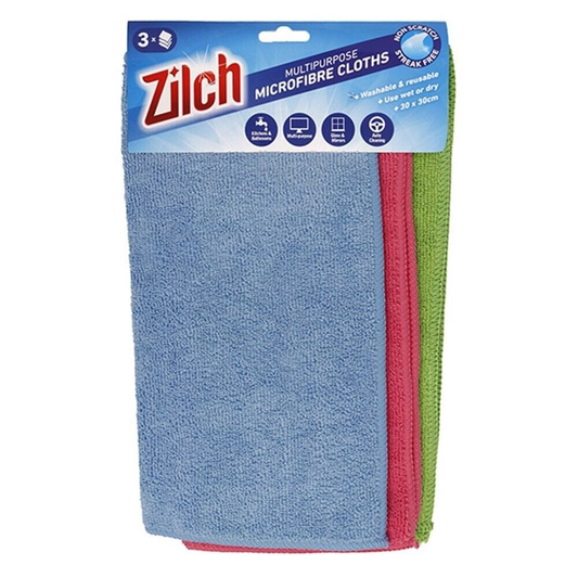 Zilch Microfibre Cloths 3x Microfibre Cloths Car Cleaning Cloth Detailing Towels Washing Duster 30x30cm