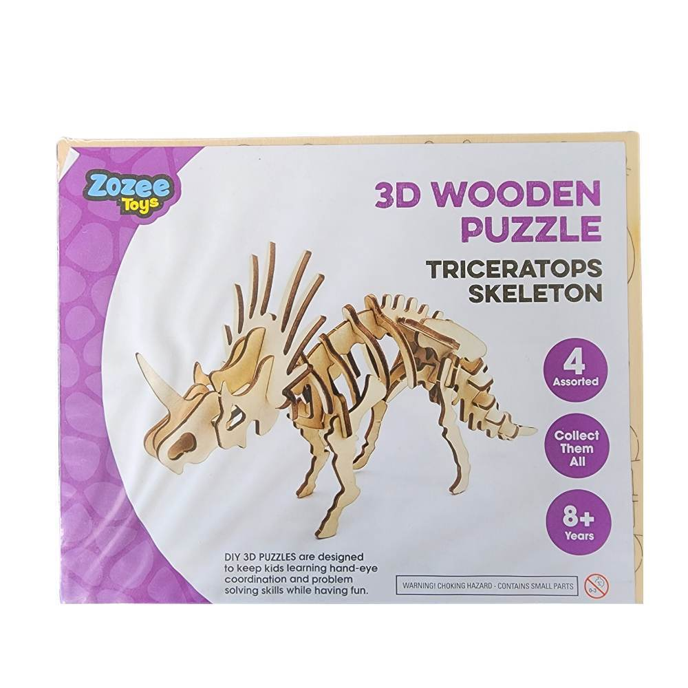Zozee Toys Toys Triceratops 3D Wooden Puzzles DIY Assembly Crafts Education Kids Toy Skeleton Dinosaur Hobby