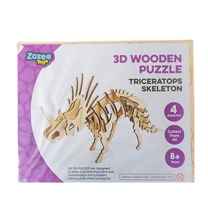 Zozee Toys Toys Triceratops 3D Wooden Puzzles DIY Assembly Crafts Education Kids Toy Skeleton Dinosaur Hobby