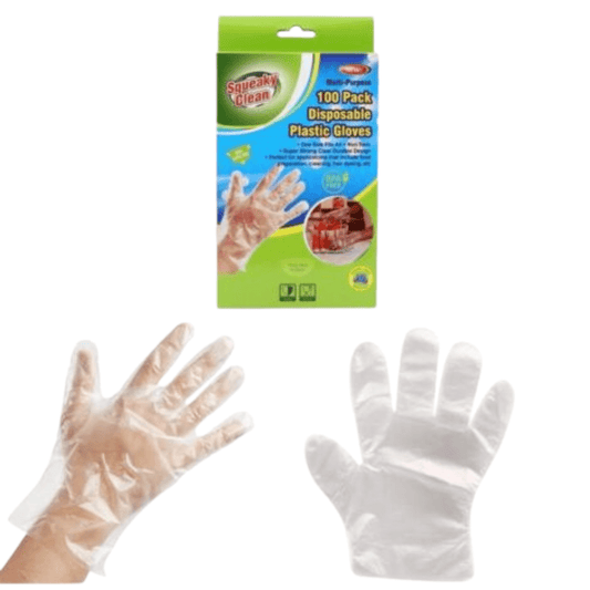 100pcs Disposable Plastic Strong Gloves Transparent Food Handling Hygienic Clear