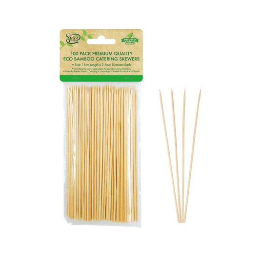100pcs ECO Round Skewers BBQ Kebab Meat Satay Stick Bamboo Wooden Catering