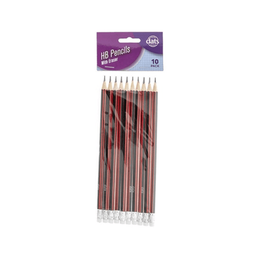 10Pcs Pencils HB With Eraser School Home Office Red and black