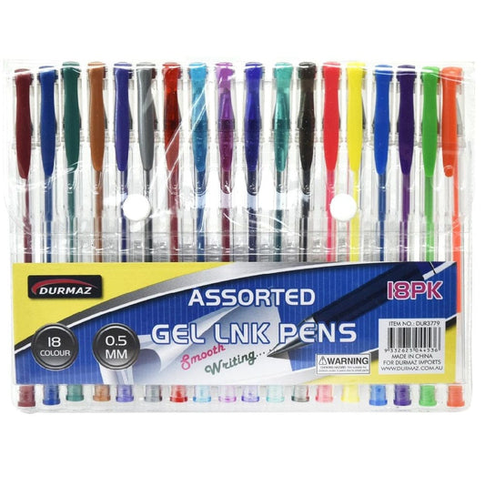 18 Colour Gel Ink Pens Assorted Pen Scrapbooking Craft Art School Stationary