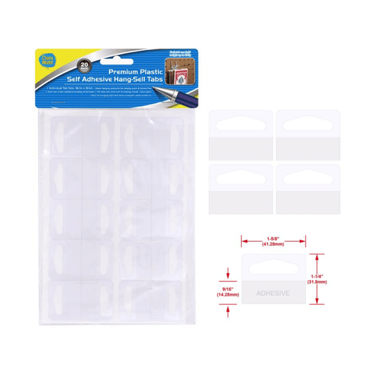 20 Plastic Hang Tab with Adhesive hook hole Style Hang sell stock Shop Retail