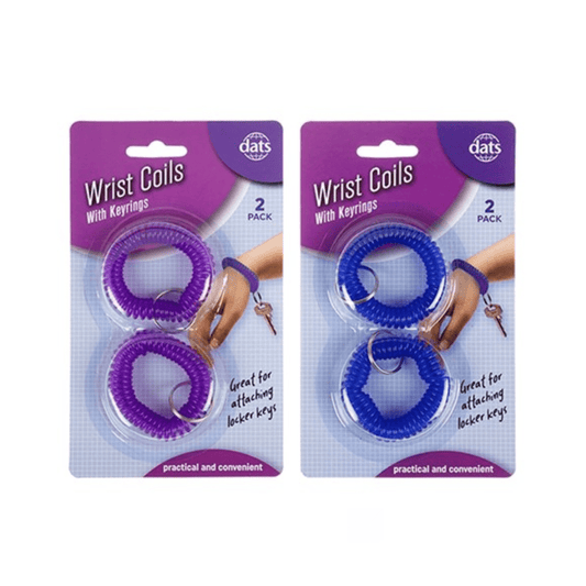 2 Pack Wrist Keychain Key Spring Spiral Stretch Coil Wristband Ring