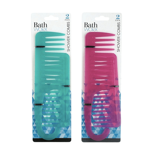 2x Hair Comb Large Wide Tooth Comb Shower Curl Wet Detangling  Salon With Hook