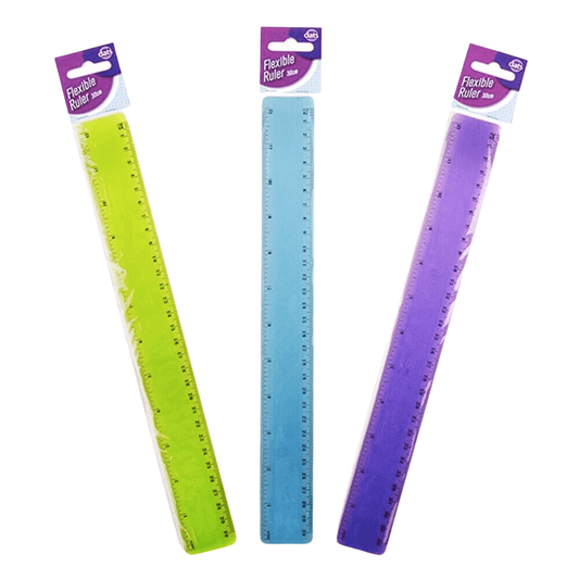 30cm Plastic Ruler Flexible School 12Inch Stationery Office Purple Blue Green