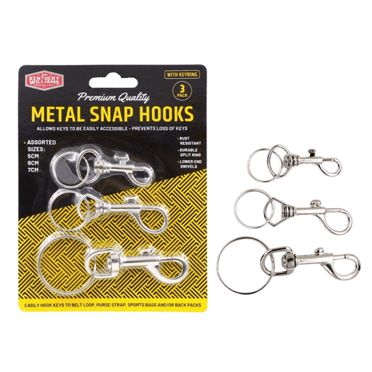 3X Swivel Eye Snap Metal Marine Hook Chain Clip Hiking Travel Bag Key Ring