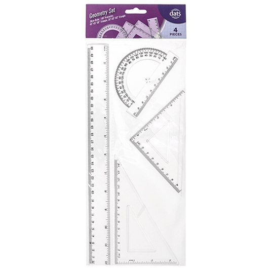4 Pcs Stationery Drawing Supplies Set Square Triangle Ruler Protractor Geometry