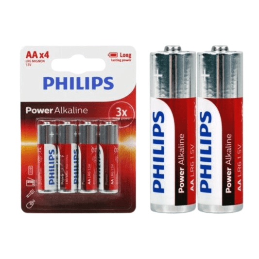 4pcs Genuine Philips AA Long Life Alkaline Battery 1.5V Batteries 3x More Power