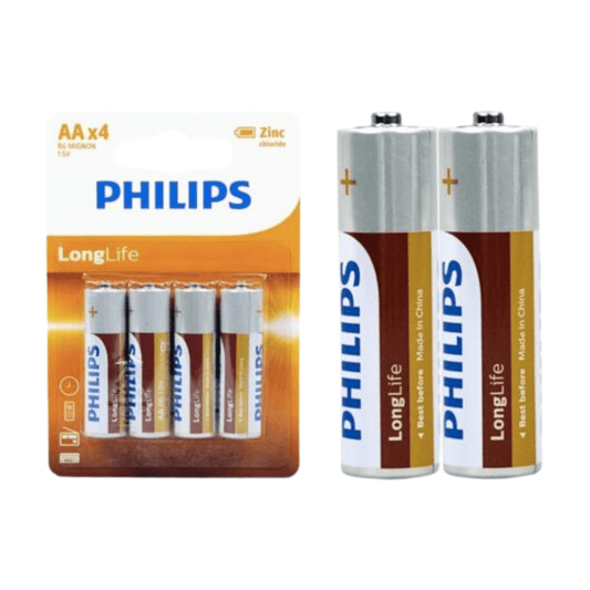 4pcs Genuine Philips AA Long Life Zinc Battery 1.5V Batteries 3x More Power