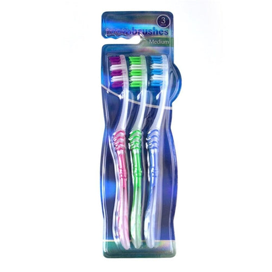 3 Pack Clean Adult Standard Medium Bristle Toothbrush Dental Teeth Oral Care