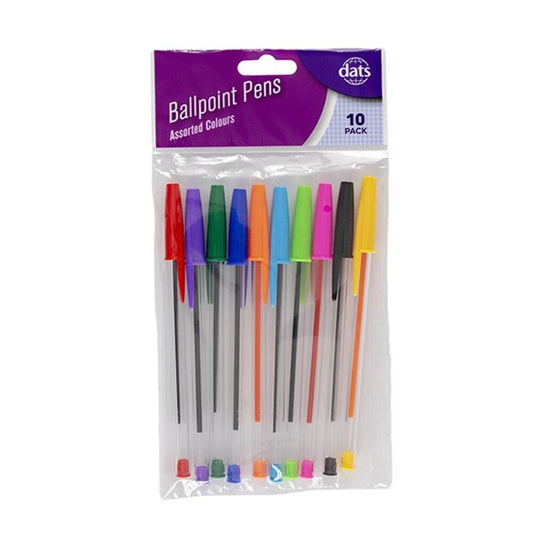 10x Pen Ballpoint Mixed Multi Colored Ink School Office Office Stationery