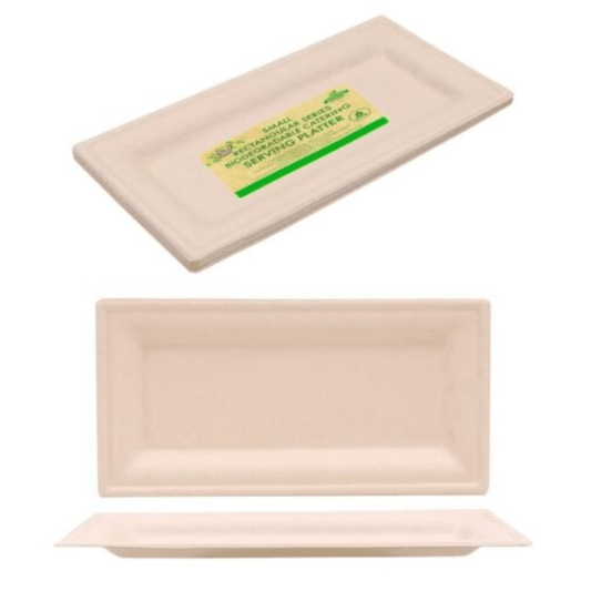 6PK ECO Biodegradable Catering Plates 26CM x 13CM Disposable Serving Platter