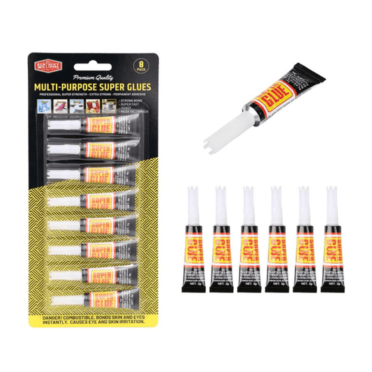 8PCS Extra Strong SUPER GLUE 3g Multi Purpose Leather Plastic Paper Wood Rubber