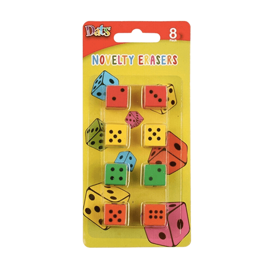 8x Dice Erasers Toys For Craft School Home Office Party Dice Rubber Dice