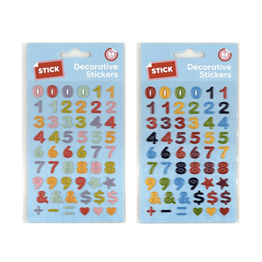 54 Numbers Colorful 3D Stickers Sheet Bullet Journal Bubble Style Hearts