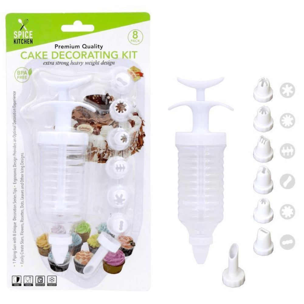 Cake Decorator Icing Piping Syringe Tool Kit Set 8 Nozzles Decorating Party New