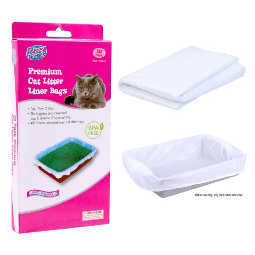 10pc Cat Litter Liners Bags Liner White Kitten Dispose Tray Pets 72 x 30cm