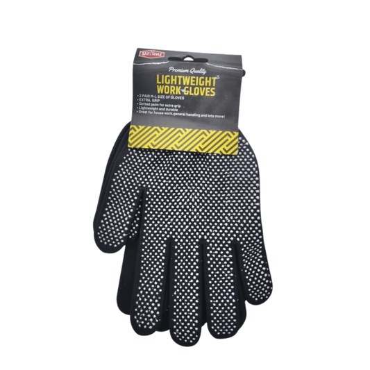 2 Pair Lightweight Work Hand Gloves Home General Garden Black Extra Grip