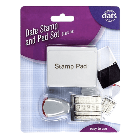 Date Stamp Black Ink Dater 3.3mm Long Date With Pad Set Office