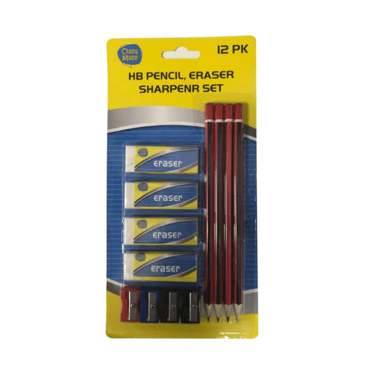 HB Lead 4 Pencils 4 Eraser 4 Sharpener Art Class Student Set Kit School Craft