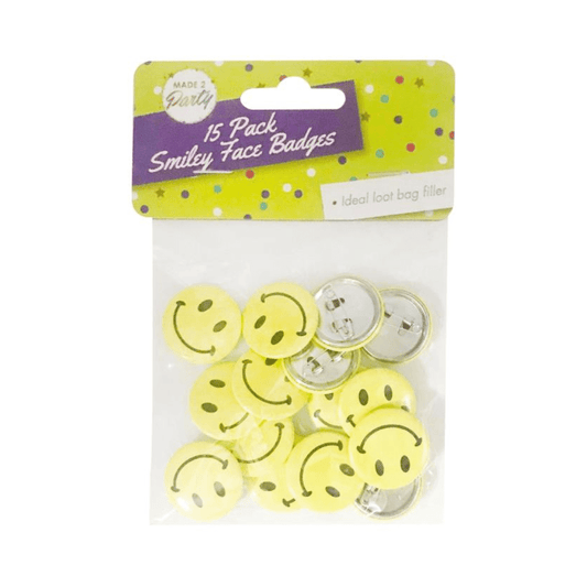 Mini Small Yellow Smiley Face Pin Badge Birthday Party Loot Happy Bag Button