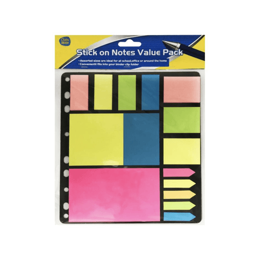 Neon Sticky On Notes Value Pack Assorted Prints Page Markers Memo Office Sign