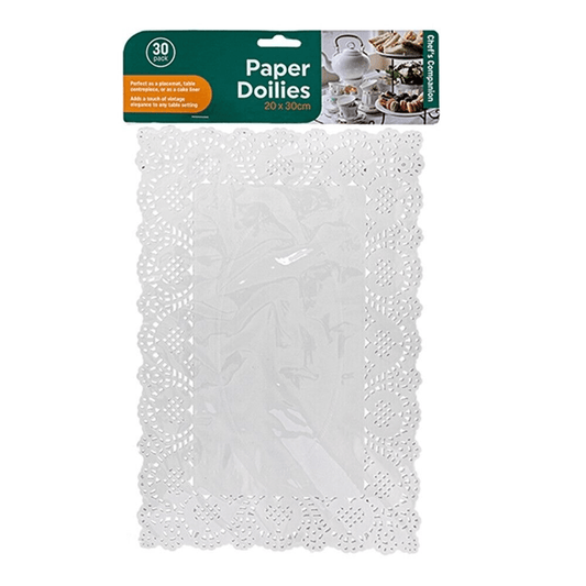 Vintage Paper Doilies Bulk Lot 30 Rectangle White Lace Wedding Trays NEW 19x30cm