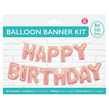 3D Happy Birthday Letters Balloons Kit Inflating Foil Banner Bunting Celebrate