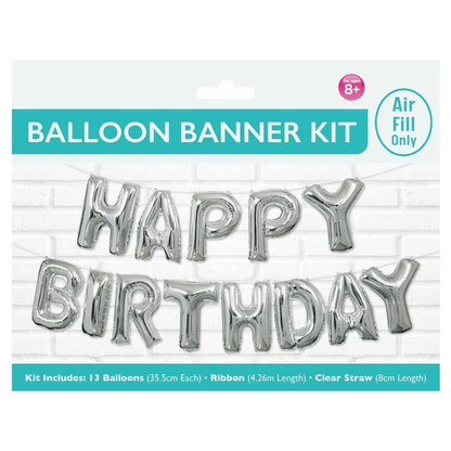 3D Happy Birthday Letters Balloons Kit Inflating Foil Banner Bunting Celebrate